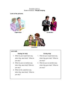 Eastside Literacy Student Handout –People Helping Look at the pictures. supervisor