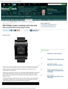 With Fidelity’s watch, investing is all in the wrist - MarketWatch