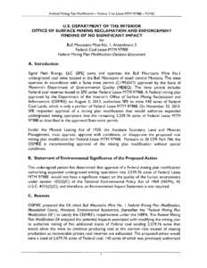 Federal Mining Plan Modification - Federal Coal Lease MTMFONSI  U.S. DEPARTMENT OF THE INTERIOR OFFICE OF SURFACE MINING RECLAMATION AND ENFORCEMENT FINDING OF NO SIGNIFICANT IMPACT for