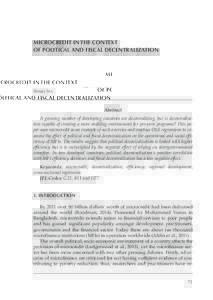 MICROCREDIT IN THE CONTEXT OF POLITICAL AND FISCAL DECENTRALIZATION AYAKO IBA  Abstract