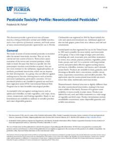 PI-80  Pesticide Toxicity Profile: Neonicotinoid Pesticides1 Frederick M. Fishel2  This document provides a general overview of human