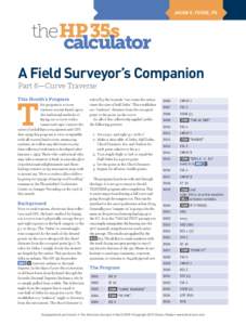 JASON E. FOOSE, PS  the HP 35s calculator A Field Surveyor’s Companion Part 6—Curve Traverse