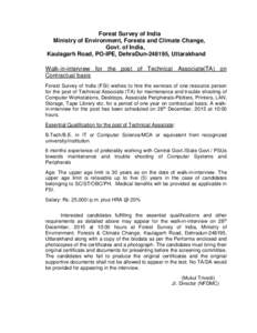 India / Ministry of Environment and Forests / Forest Survey of India / Dehradun / Uttarakhand / Survey of India
