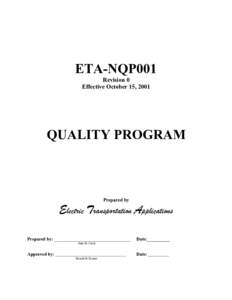 ETA-NQP001 Revision 0 Effective October 15, 2001 QUALITY PROGRAM