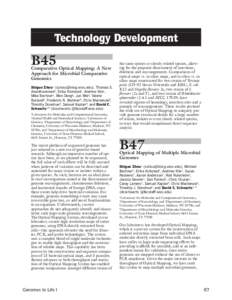 Technology Development  B45 Comparative Optical Mapping: A New Approach for Microbial Comparative
