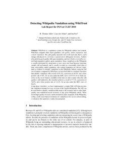 Open content / MediaWiki / Software / Wikipedia reliability / WikiTrust / Wikipedia / Wiki / Statistical classification / Human–computer interaction / Hypertext / Social information processing