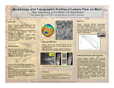 Morphology and Topographic Profiles of Lobate Flow on Mars How convincing is the Water Ice Hypothesis? Dyan Padagas, Department of Earth and Space Sciences, University of Washington RESULTS