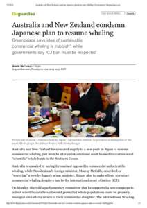 Australia and New Zealand condemn Japanese plan to resume whaling | Environment | theguardian.com Your search terms