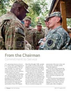 Chairman speaks with U.S. military officers before ISAF and U.S. Forces–Afghanistan change of command ceremony August 26, 2014, in Kabul, during which Marine Corps General Joseph F. Dunford, Jr., relinquished command t