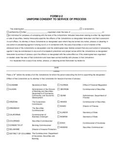 Form U-2 - Uniform Consent to Service of Process