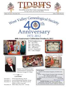 Newsletter of the West Valley Genealogical Society Serving Arizona and around the World Editor, Charlie Mannino Volume 40, Issue 8, November 2012