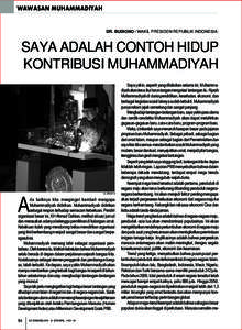 WAWASAN MUHAMMADIYAH  DR. BUDIONO / WAKIL PRESIDEN REPUBLIK INDONESIA: SAYA ADALAH CONTOH HIDUP KONTRIBUSI MUHAMMADIYAH