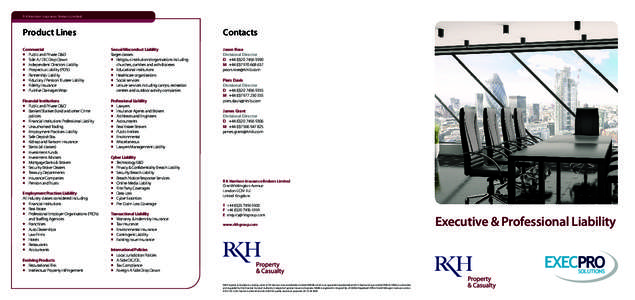 R K Harrison Insurance Brokers Limited  Product Lines Contacts