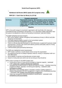 World Food Programme (WFP): MAR assessment summary 2013 update