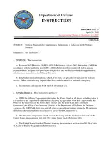 DoD Instruction[removed], April 28, 2010; Incorporating Change 1, September 13, 2011