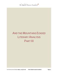  	
   AND	
  THE	
  MOUNTAINS	
  ECHOED	
   LITERARY	
  ANALYSIS	
  	
   PART	
  III	
  