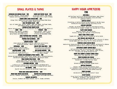 Happy_Hour_SEP_30,_2014,_Menu:Layout:07 PM Page 2  HAPPY HOUR APPETIZERS SMALL PLATES & TAPAS ASPARAGUS AND ARUGULA SALAD