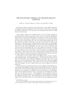 THE LENGTH-AREA METHOD AND DISCRETE RIEMANN MAPPINGS JAMES W. CANNON, WILLIAM J. FLOYD, AND WALTER R. PARRY This article is based on a talk given by the first author at the Ahlfors Celebration at Stanford University in S