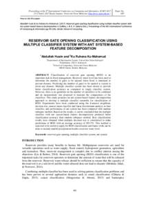 RESERVOIR GATE OPENING CLASSIFICATION USING MULTIPLE CLASSIFIER SYSTEM WITH ANT SYSTEM-BASED FEATURE DECOMPOSITION