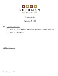 Court Agenda September 3, [removed]Appointment Schedule: