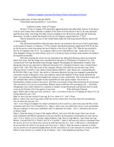 Southern Campaign American Revolution Pension Statements & Rosters Pension Application of Peter Edwards S8398 Transcribed and annotated by C. Leon Harris. VA