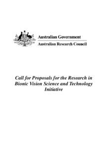 Research in Bionic Vision Science and Technology - Call for Proposals