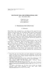 Singapore Journal of International & Comparative Law[removed]pp[removed]SOUTH EAST ASIA AND INTERNATIONAL LAW: July - December 2002 Cheah Wui Ling