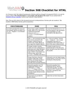 Section 508 Checklist for HTML