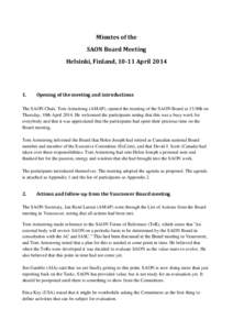 Minutes of the SAON Board Meeting Helsinki, Finland, 10-11 April.