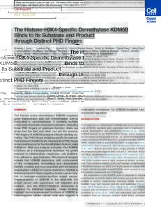 The Histone-H3K4-Specific Demethylase KDM5B Binds to Its Substrate and Product through Distinct PHD Fingers