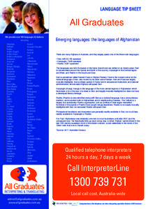 LANGUAGE TIP SHEET  All Graduates We provide over 100 languages & dialects  including