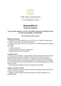     Staying With Us  Terms & Conditions   