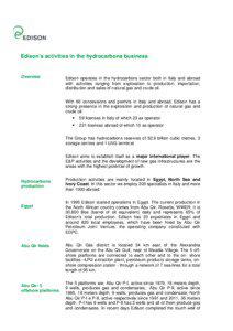 Edison’s activities in the hydrocarbons business  Overview