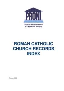 ROMAN CATHOLIC CHURCH RECORDS INDEX October 2008