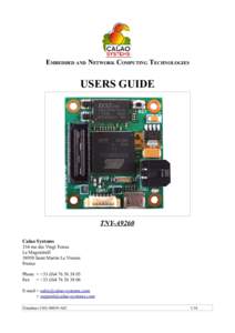 EMBEDDED AND NETWORK COMPUTING TECHNOLOGIES  USERS GUIDE TNY-A9260 Calao Systems
