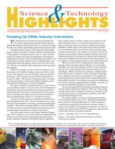 Published by Oak Ridge National Laboratory	  No[removed]Ramping Up ORNL–Industry Interactions