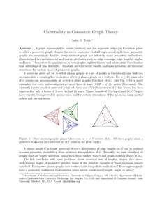 Universality in Geometric Graph Theory Csaba D. T´oth ∗  Abstract. A graph represented by points (vertices) and line segments (edges) in Euclidean plane