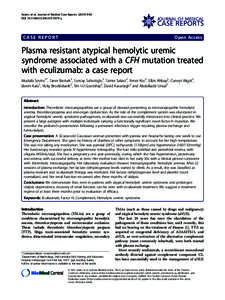 Plasma resistant atypical hemolytic uremic syndrome associated with a CFH mutation treated with eculizumab: a case report