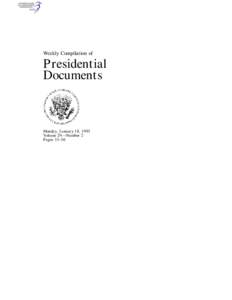 Weekly Compilation of  Presidential Documents  Monday, January 18, 1993