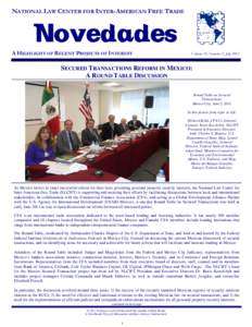 NATIONAL LAW CENTER FOR INTER-AMERICAN FREE TRADE  A HIGHLIGHT OF RECENT PROJECTS OF INTEREST Volume 18, Number 2, July 2011