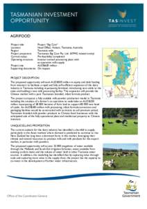 AGRIFOOD Project title: Location: Region: Project proponent: Current status: