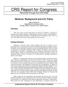 Moldova: Background and U.S. Policy