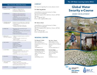 The UN Water Learning Centre (WLC) Table of Contents: Global Water Security Module Topics