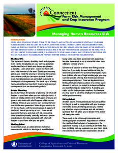 Connecticut  Farm Risk Management and Crop Insurance Program  Managing Human Resources Risk