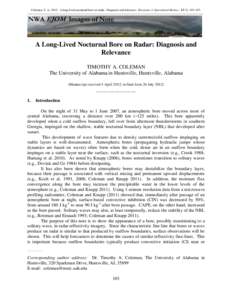 Coleman, T. A., 2012: A long-lived nocturnal bore on radar: Diagnosis and relevance. Electronic J. Operational Meteor., 13 (7), 103107. –––––––––––––––––––––––––––