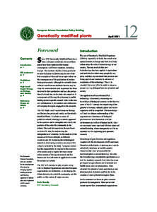 European Science Foundation Policy Briefing  Genetically modified plants Foreword Contents