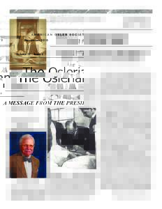 AMERICAN OSLER SOCIETY  November 2010 Volume 11  Issue 3