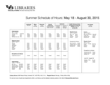 Summer Schedule of Hours: May 18 - August 30, 2015 LockwoodMusic
