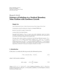 Existence of Solutions to a Nonlocal Boundary Value Problem with Nonlinear Growth
