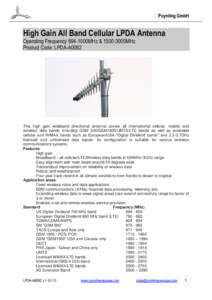Poynting GmbH  High Gain All Band Cellular LPDA Antenna Operating Frequency 694-1000MHz & 1500-3000MHz Product Code: LPDA-A0092
